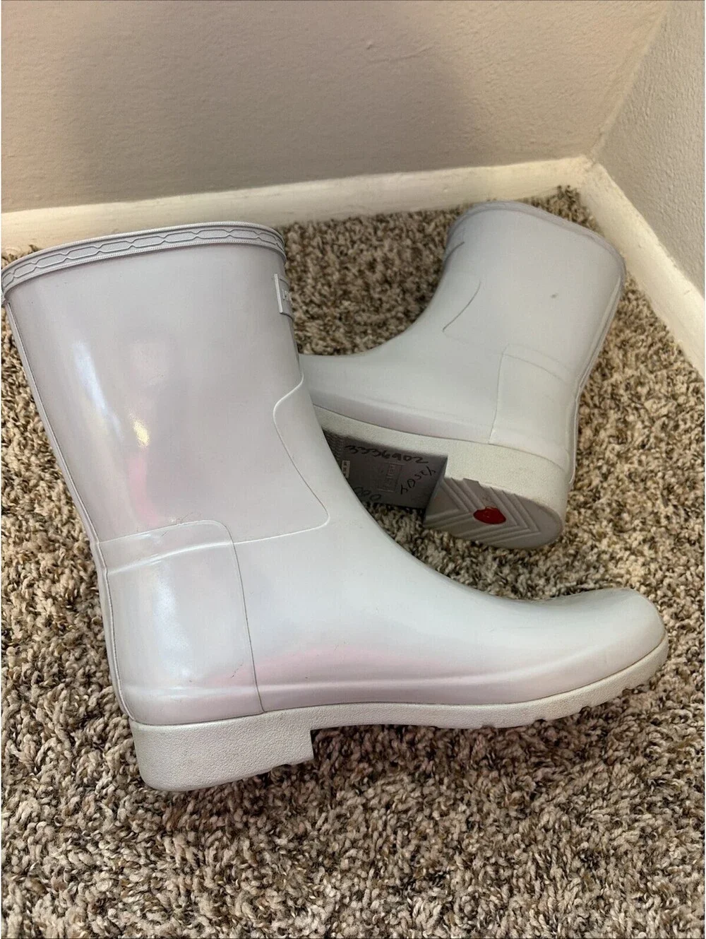 Hunters Boots Women’s Original Refined Short Gloss Boots Light Gray Size 10